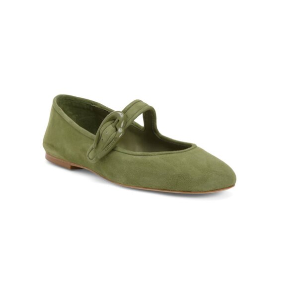 LARROUDE Seaweed Handmade In Brazil Suede Verona Ballet Flats - Picture 1 of 2